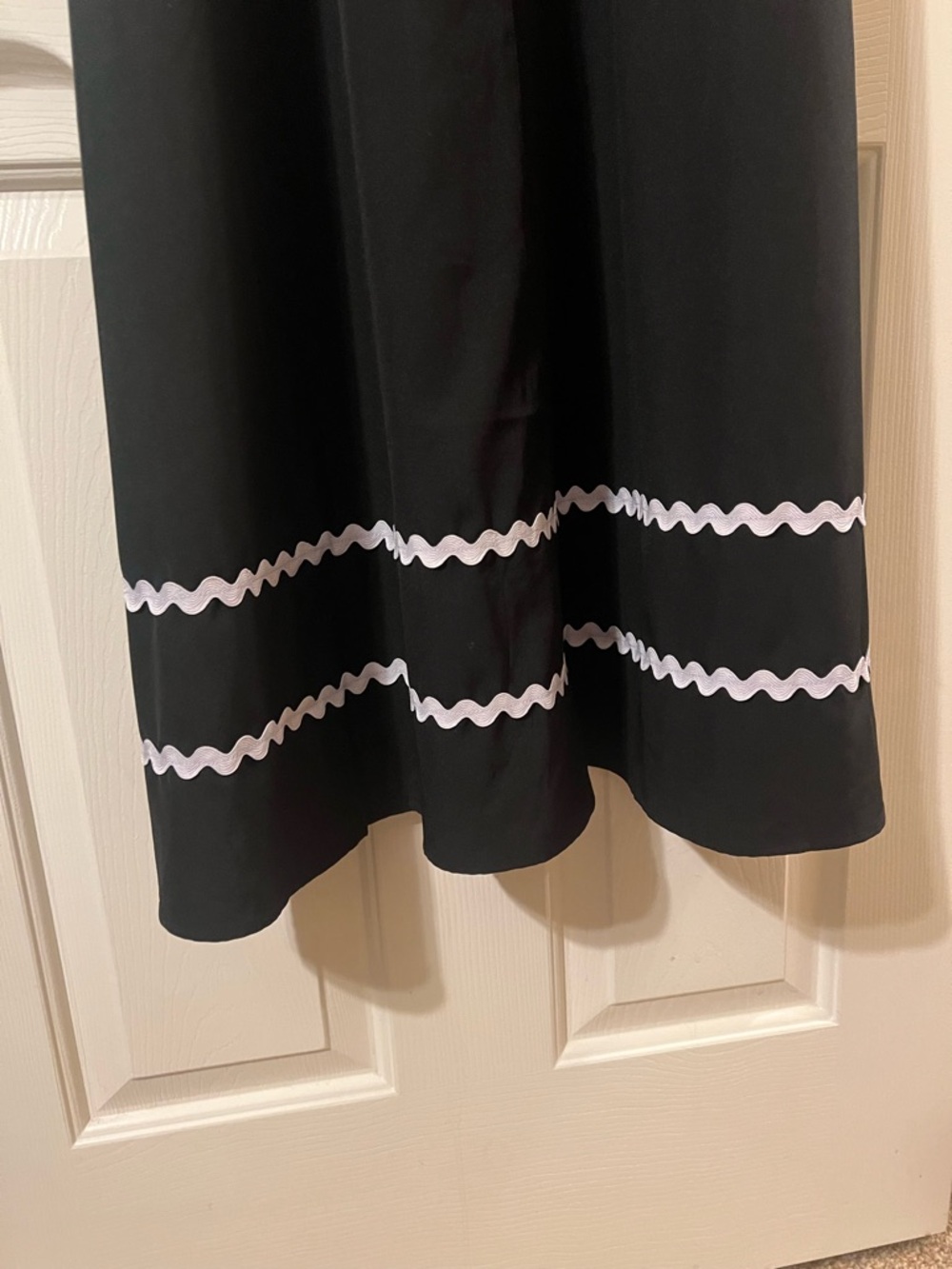 NWOT Black and White Ric-Rac Puff Sleeve High Elastic Waist Maxi Dress Size S - Picture 10 of 11